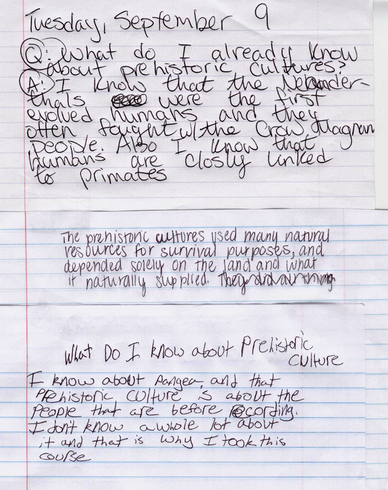 Results of "What do I already know about Prehistoric Cultures?"
