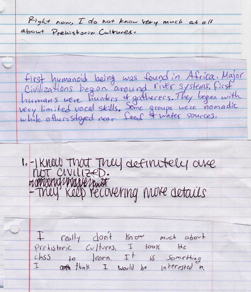 Results of "What do I already know about Prehistoric Cultures?"
