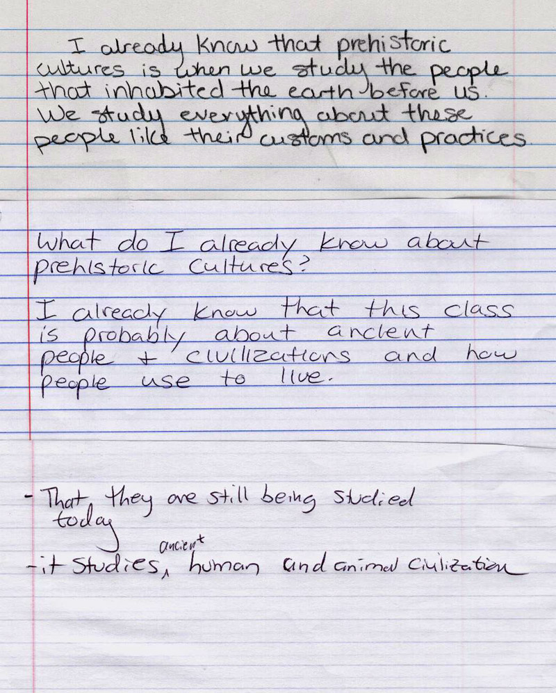 Results of "What do I already know about Prehistoric Cultures?"
